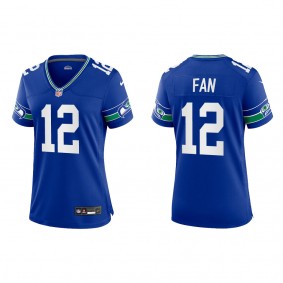 12th Fan Women Seattle Seahawks Royal Throwback Game Jersey