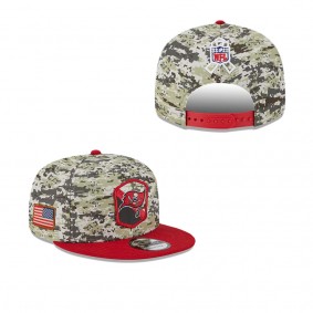 Men's Tampa Bay Buccaneers Camo Scarlet 2023 NFL Salute To Service 9FIFTY Snapback Hat