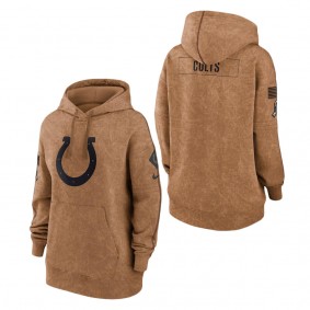 Women's Indianapolis Colts Brown 2023 NFL Salute To Service Pullover Hoodie