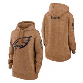 Women's Philadelphia Eagles Brown 2023 NFL Salute To Service Pullover Hoodie