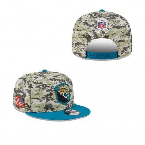 Men's Jacksonville Jaguars Camo Teal 2023 NFL Salute To Service 9FIFTY Snapback Hat