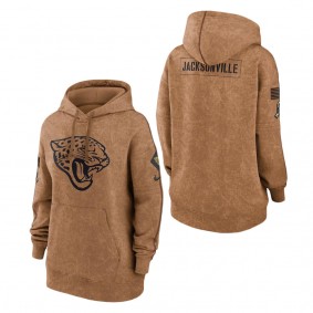 Women's Jacksonville Jaguars Brown 2023 NFL Salute To Service Pullover Hoodie