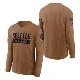 Men's Seattle Seahawks Brown 2023 NFL Salute To Service Long Sleeve T-Shirt