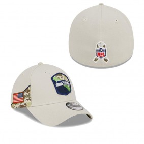 Men's Seattle Seahawks Stone 2023 NFL Salute To Service 39THIRTY Flex Hat