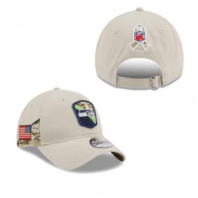 Men's Seattle Seahawks Stone 2023 NFL Salute To Service 9TWENTY Adjustable Hat