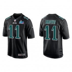 A.J. Brown Men's Philadelphia Eagles Black Super Bowl LVII Patch Fashion Game Jersey