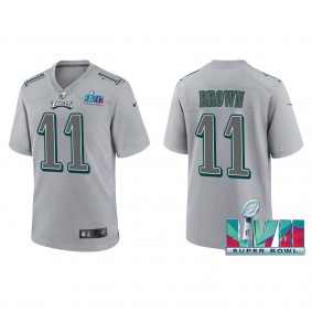 A.J. Brown Men's Philadelphia Eagles Nike Gray Super Bowl LVII Patch Atmosphere Fashion Game Jersey