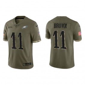 A.J. Brown Philadelphia Eagles Olive 2022 Salute To Service Limited Jersey