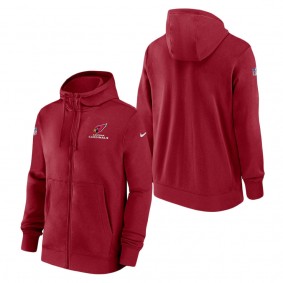 Men's Arizona Cardinals Nike Red Sideline Club Performance Full-Zip Hoodie