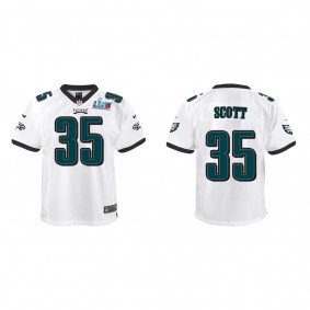 Boston Scott Youth Philadelphia Eagles Super Bowl LVII White Game Jersey