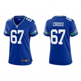 Charles Cross Women Seattle Seahawks Royal Throwback Game Jersey