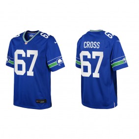 Charles Cross Youth Seattle Seahawks Royal Throwback Game Jersey