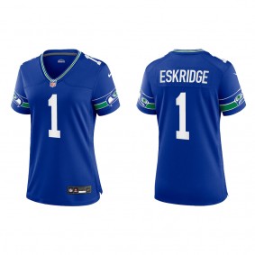 D'Wayne Eskridge Women Seattle Seahawks Royal Throwback Game Jersey