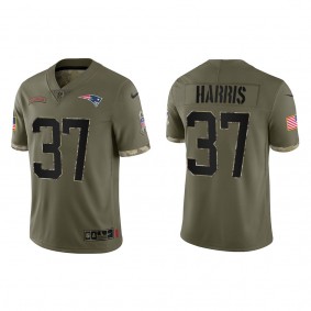 Damien Harris New England Patriots Olive 2022 Salute To Service Limited Jersey