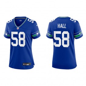 Derick Hall Women Seattle Seahawks Royal Throwback Game Jersey