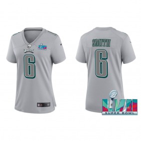 DeVonta Smith Women's Philadelphia Eagles Nike Gray Super Bowl LVII Patch Atmosphere Fashion Game Jersey