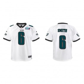 DeVonta Smith Youth Philadelphia Eagles Super Bowl LVII White Game Jersey