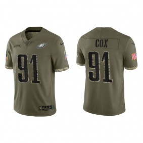 Fletcher Cox Philadelphia Eagles Olive 2022 Salute To Service Limited Jersey