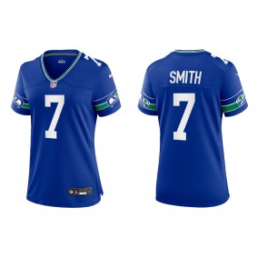 Geno Smith Women Seattle Seahawks Royal Throwback Game Jersey