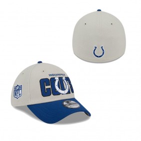 Men's Indianapolis Colts Stone Royal 2023 NFL Draft 39THIRTY Flex Hat