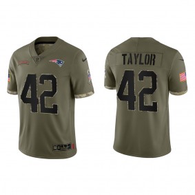 J.J. Taylor New England Patriots Olive 2022 Salute To Service Limited Jersey