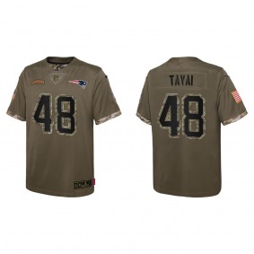 Jahlani Tavai Youth New England Patriots Olive 2022 Salute To Service Limited Jersey