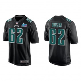 Jason Kelce Men's Philadelphia Eagles Black Super Bowl LVII Patch Fashion Game Jersey