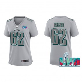 Jason Kelce Women's Philadelphia Eagles Nike Gray Super Bowl LVII Patch Atmosphere Fashion Game Jersey