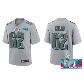 Jason Kelce Youth Philadelphia Eagles Nike Gray Super Bowl LVII Patch Atmosphere Fashion Game Jersey