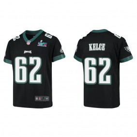 Jason Kelce Youth Philadelphia Eagles Super Bowl LVII Black Game Jersey