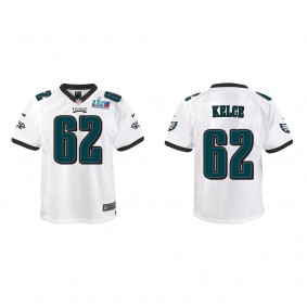 Jason Kelce Youth Philadelphia Eagles Super Bowl LVII White Game Jersey