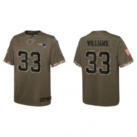 Joejuan Williams Youth New England Patriots Olive 2022 Salute To Service Limited Jersey