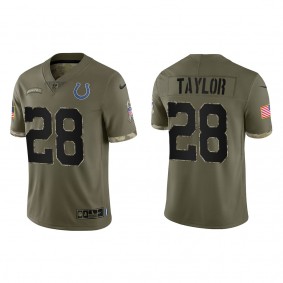 Jonathan Taylor Indianapolis Colts Olive 2022 Salute To Service Limited Jersey