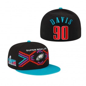 Jordan Davis Philadelphia Eagles Black Teal Super Bowl LVII Tarmac 9FIFTY Snapback Adjustable Hat