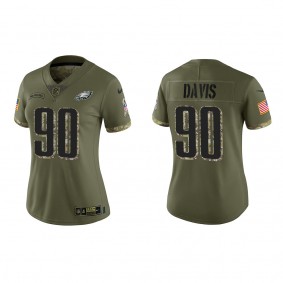 Jordan Davis Women's Philadelphia Eagles Olive 2022 Salute To Service Limited Jersey