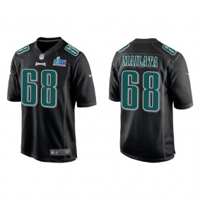 Jordan Mailata Men's Philadelphia Eagles Black Super Bowl LVII Patch Fashion Game Jersey