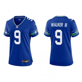 Kenneth Walker III Women Seattle Seahawks Royal Throwback Game Jersey