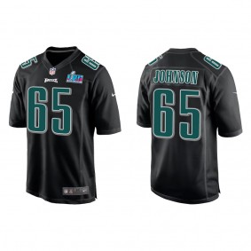 Lane Johnson Men's Philadelphia Eagles Black Super Bowl LVII Patch Fashion Game Jersey