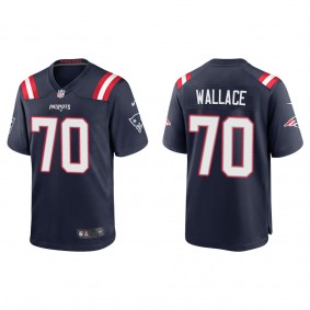 Men's Caedan Wallace New England Patriots Navy Game Jersey