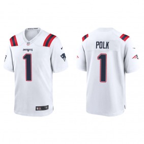 Men's Ja'Lynn Polk New England Patriots White Game Jersey