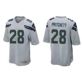 Men's Nehemiah Pritchett Seattle Seahawks Gray Game Jersey