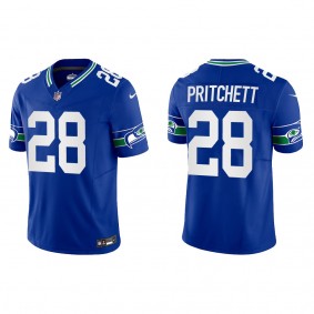 Men's Nehemiah Pritchett Seattle Seahawks Royal Throwback F.U.S.E. Limited Jersey