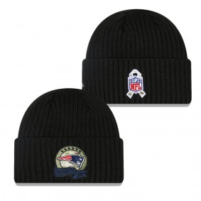 Men's New England Patriots Black 2022 Salute To Service Knit Hat