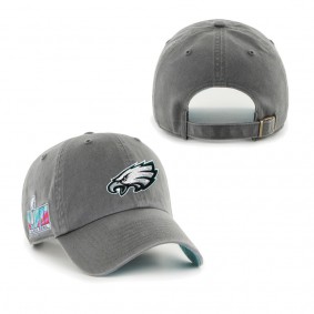 Men's Philadelphia Eagles '47 Charcoal Super Bowl LVII Side Patch Clean Up Adjustable Hat