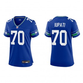 Mike Iupati Women Seattle Seahawks Royal Throwback Game Jersey