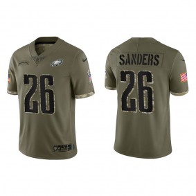 Miles Sanders Philadelphia Eagles Olive 2022 Salute To Service Limited Jersey