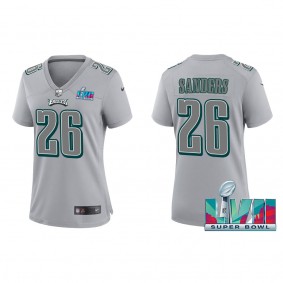 Miles Sanders Women's Philadelphia Eagles Nike Gray Super Bowl LVII Patch Atmosphere Fashion Game Jersey