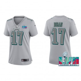 Nakobe Dean Women's Philadelphia Eagles Nike Gray Super Bowl LVII Patch Atmosphere Fashion Game Jersey