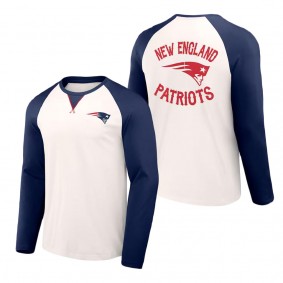 Men's New England Patriots NFL x Darius Rucker Collection by Fanatics Cream Navy Long Sleeve Raglan T-Shirt