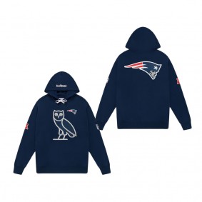 Men's New England Patriots OVO x NFL Navy OG Owl Pullover Hoodie